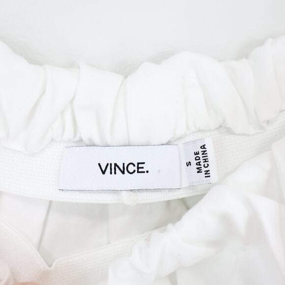 Vince Shoulder Play Poplin Cotton Cropped Babydoll Top White Size Small - Picture 5 of 7